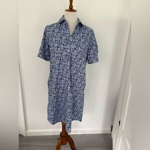 J. McLaughlin small NWOT Blue Patterned Button-Up Dress